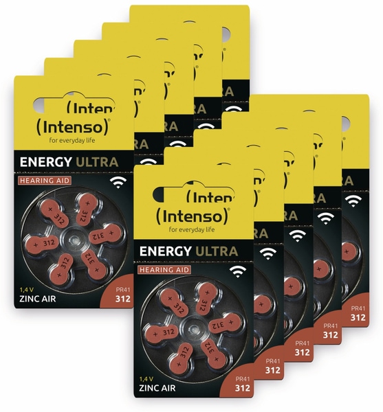 INTENSO Hörgeräte-Batterien-Set Energy Ultra A 312, 60er-Set, braun