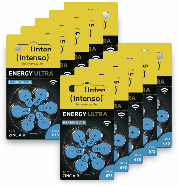 INTENSO Hörgeräte-Batterien-Set Energy Ultra A 675, 60er-Set, blau