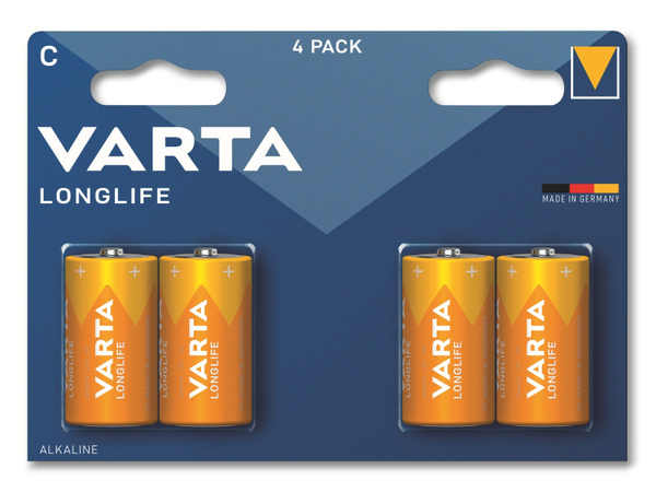 VARTA Batterie Alkaline, Baby, C, LR14, 1.5V, Longlife, 4 Stück