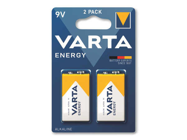 VARTA Batterie Alkaline, E-Block, 6LR61, 9V, Energy, 2 Stück