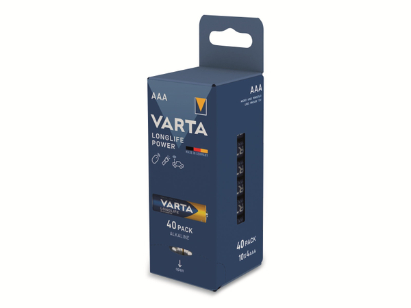 VARTA Batterie Alkaline, Micro, AAA, LR03, 1.5V, Longlife Power, 40 Stück