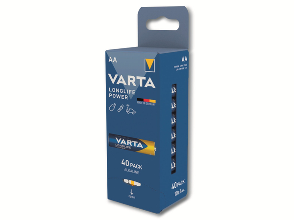 VARTA Batterie Alkaline, Mignon, AA, LR06, 1.5V, Longlife Power, 40 Stück