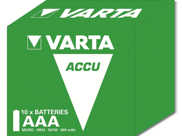 VARTA Akku NiMH, Micro, AAA, HR03, 1.2V/800mAh, Accu Power, Pre-charged, 10er Pack