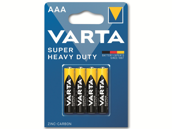 VARTA Batterie Zink-Kohle, Micro, AAA, R03, 1.5V, Superlife, 4 Stück