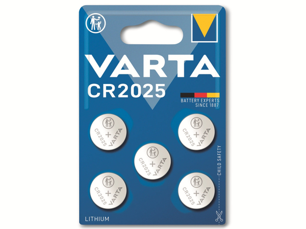 VARTA Knopfzelle Lithium, CR2025, 3V 5 Stück