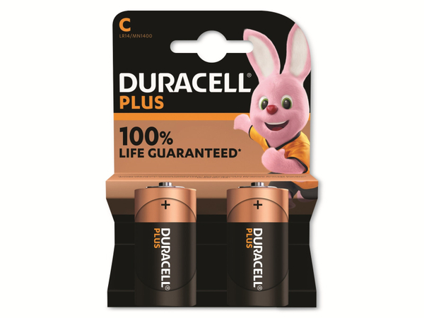 DURACELL Alkaline-Baby-Batterie LR14, 1.5V, Plus, 2 Stück