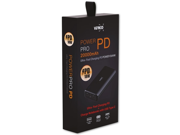 VERICO USB Powerbank Power Pro PD V2, 20.000mAh, schwarz - Produktbild 4
