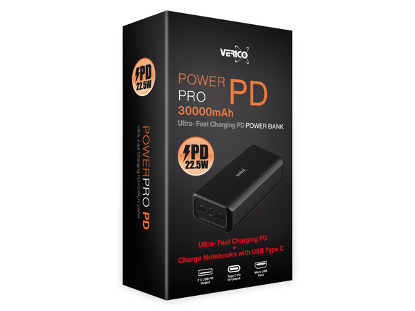 VERICO USB Powerbank Power Pro PD V2, 30.000mAh, schwarz - Produktbild 4