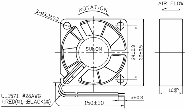 SUNON Axiallüfter MF25100V21000UA99, 25x25x10 mm, 5 V- - Produktbild 3