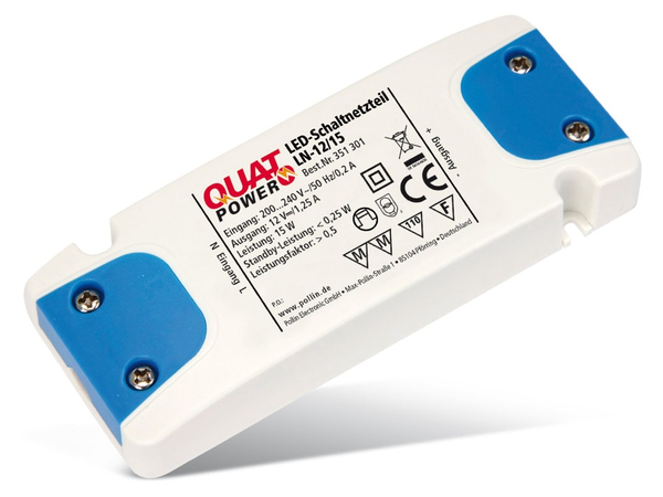 QuatPower LED-Schaltnetzteil LN-12/15, 12 V-, 15 W