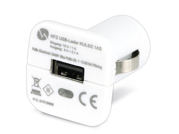QuatPower KFZ USB-Lader KUL5/2.1AS, 2,1 A, weiß