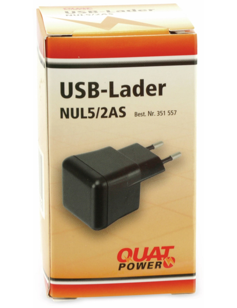 QuatPower USB-Ladeadapter NUL5/2AS, 5 V-/2 A, schwarz - Produktbild 4