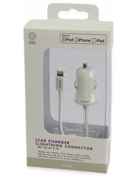 KFZ-Lader für iPod, iPhone und iPad, 5 V-/2,1 A, weiß - Produktbild 3
