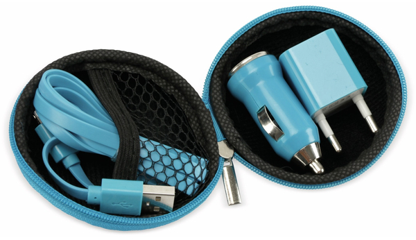 USB-Ladeset SOUNDLOGIC, Netz-/KFZ, blau - Produktbild 2