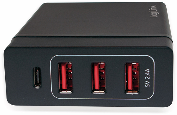 LOGILINK USB-Lader, PA0122, 4-fach, 75W, 3x 5V/2,4A USB-A, 1x 5-20V/3A - Produktbild 4