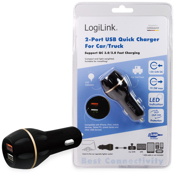 LogiLink USB-Lader PA0164, KFZ, 2-fach, QC3.0/2.0 - Produktbild 4