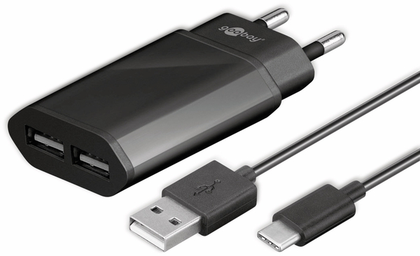 goobay USB-Lader 45847, schwarz, USB Type-C, 2,4 A