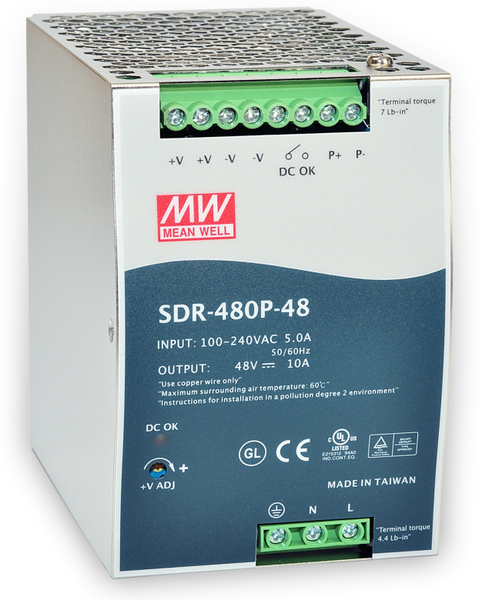 MEAN WELL Schaltnetzteil SDR-480P-24, 24 V-/20 A