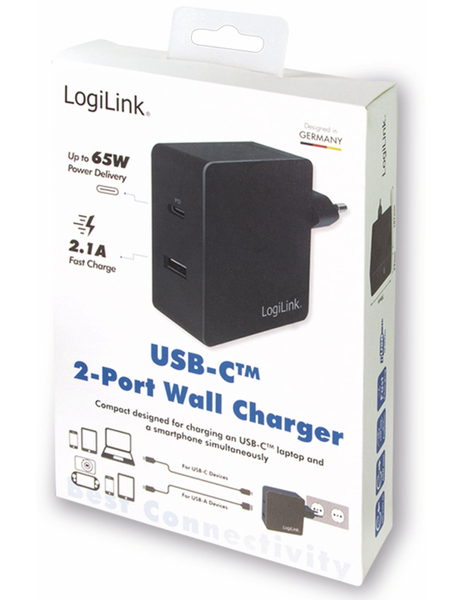 LOGILINK USB-Lader PA0213, 2-fach, 65 W, 1xUSB-A, 1xUSB-C, schwarz - Produktbild 6