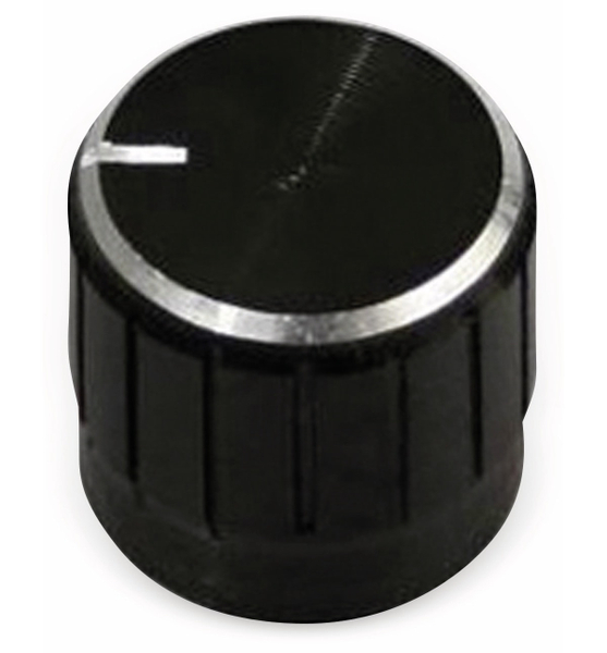 Aluminium-Drehknopf mit Zeigernase, 16x17 mm, schwarz