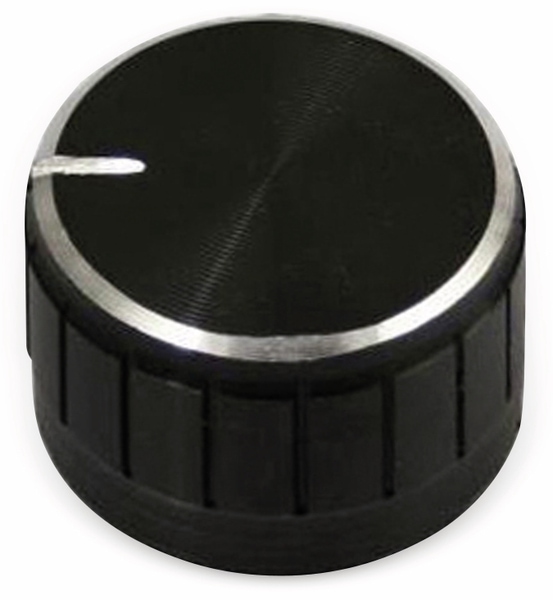 Aluminium-Drehknopf mit Zeigernase, 23x17 mm, schwarz