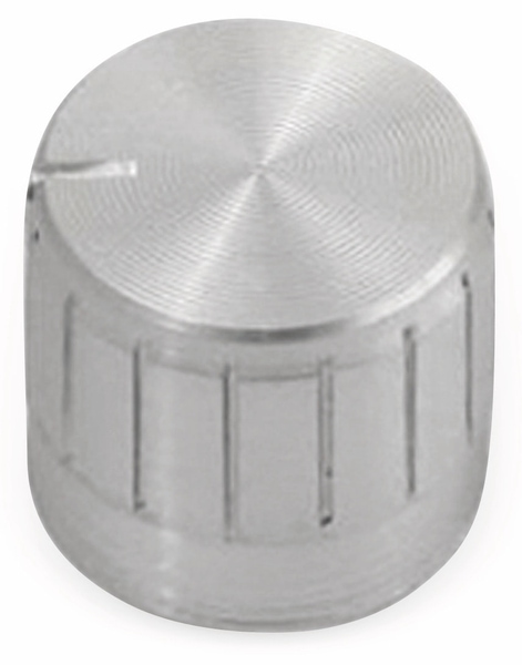 Aluminium-Drehknopf mit Zeigernase, 15x18 mm, silber