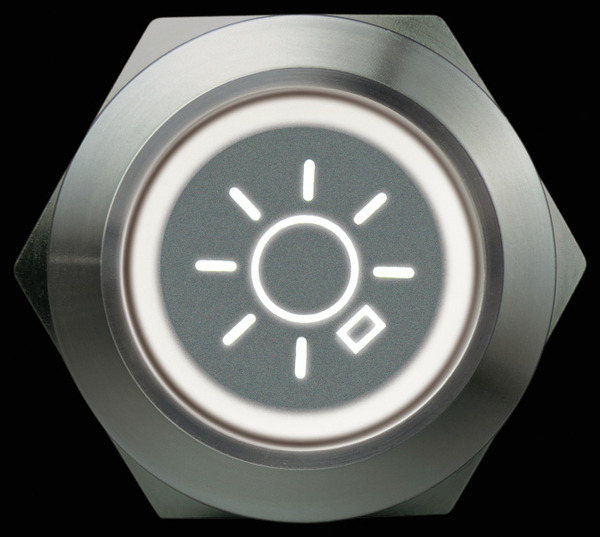 Drucktaster 1 Schließer, 1 Öffner, Metall mit Lichtsymbol und Beleuchtung - Produktbild 3