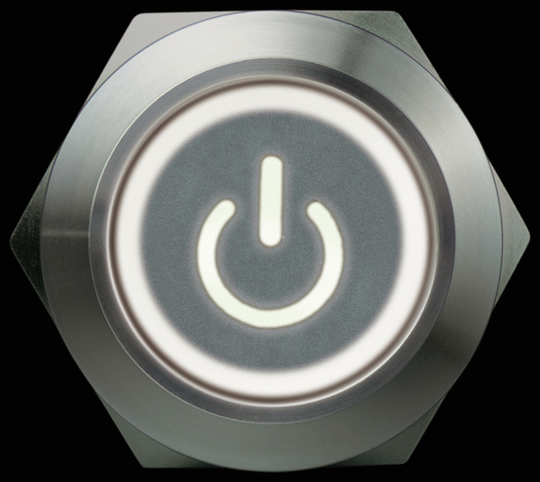 Metallschalter 1 Schließer, 1 Öffner, Ein/Aus-Symbol beleuchtet - Produktbild 3