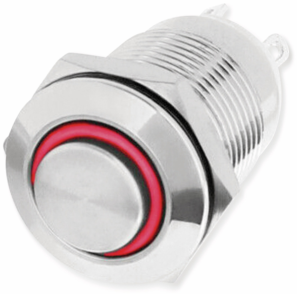 LED-Drucktaster, Ringbeleuchtung rot 12 V, Ø12 mm, 2 A/48 V