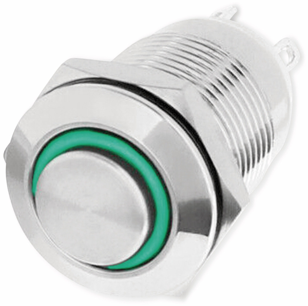 LED-Drucktaster, Ringbeleuchtung grün 12 V, Ø12 mm, 2 A/48 V