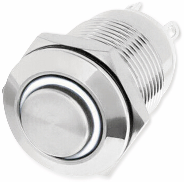 LED-Drucktaster, Ringbeleuchtung weiß 12 V, Ø12 mm, 2 A/48 V