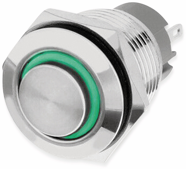 LED-Druckschalter, Ringbeleuchtung grün 12 V, Ø16 mm, 5 A/48 V