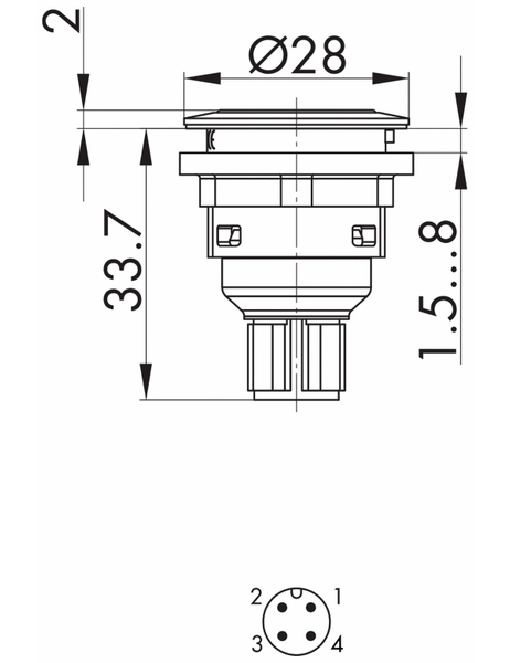 SCHLEGEL Drucktaster mit Ringbeleuchtung und M12-Anschluss 4-polig; SVATLRWI_C005 - Produktbild 4