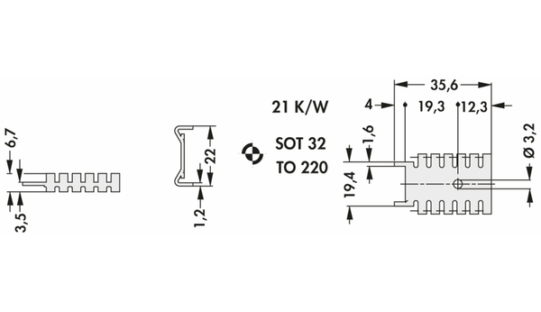 FISCHER ELEKTRONIK Kühlkörper, FK 218 SA32, Fingerkühlkörper, schwarz, Aluminium - Produktbild 2