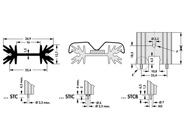 FISCHER ELEKTRONIK Kühlkörper, SK 104 25,4 STC, Leiterkartenkühlkörper , schwarz, Aluminium - Produktbild 2