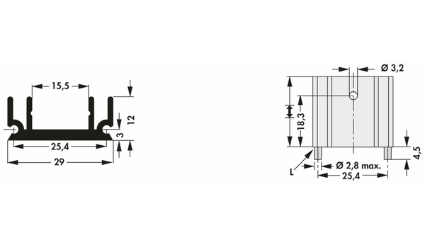FISCHER ELEKTRONIK Kühlkörper, SK 145 25,4 STS, Leiterkartenkühlkörper , schwarz, Aluminium - Produktbild 2