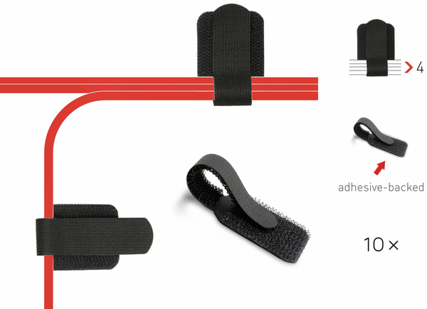 LABEL THE CABLE LTC Klett-Kabelbinder WALL STRAPS, schwarz, 10 Stück - Produktbild 2
