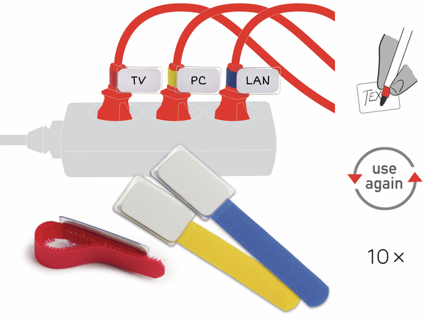 LABEL THE CABLE LTC Klett-Kabelbinder MINI, verschiedene Farben, 10 Stück - Produktbild 2