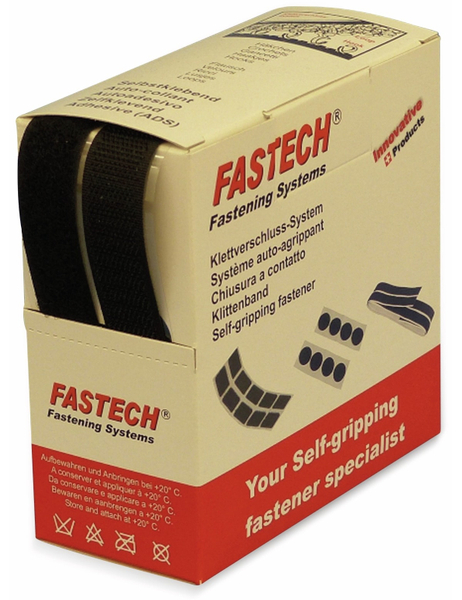 FASTECH Klettband zum Aufkleben, Hotmelt Haft- und Flauschteil (L x B) 5000 mm x 20 mm Schwarz
