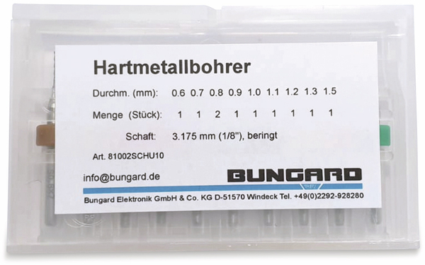 BUNGARD Bohrersatz für Leiterplatten, gemischt, mit Ring, (0,6mm-1,5mm) - Produktbild 2