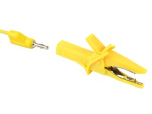 Krokodilklemme, 85 mm, 4 mm Labor-Sicherheitsbuchsen, gelb - Produktbild 2