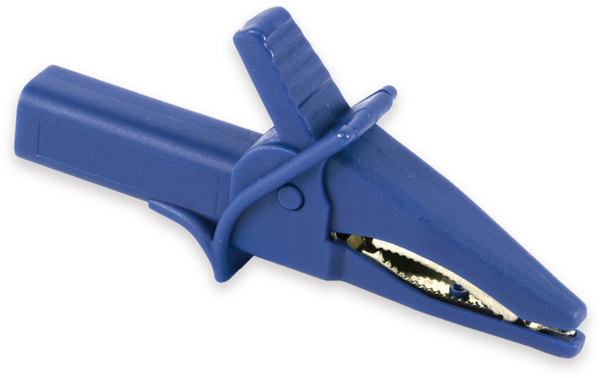 Krokodilklemme, 85 mm, 4 mm Labor-Sicherheitsbuchsen, blau