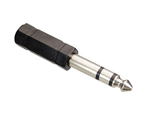 Klinkenadapter, Stecker 6,3 mm stereo / Kupplung 3,5 mm stereo, schwarz