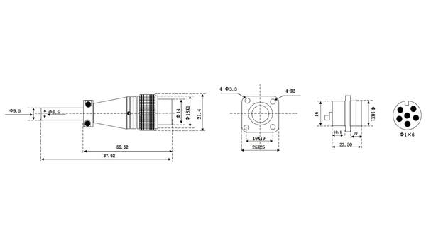 Einbaustecker-Set, 6-pol., Ø 16mm, mit Schraubverschluss und Schutzkappe - Produktbild 2