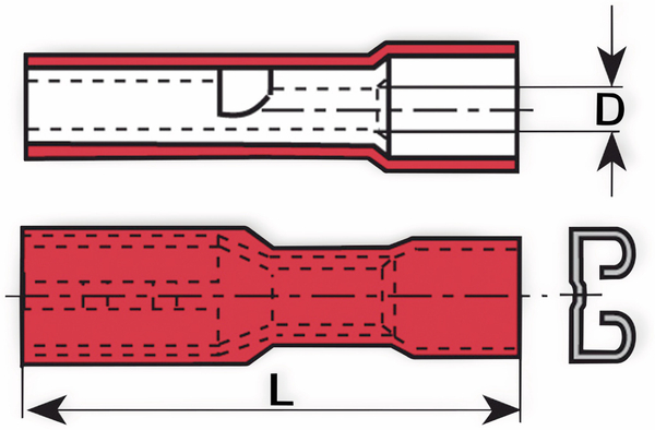 VOGT Flachsteckhülse 6,3x0,8 mm, isoliert, rot, 100 Stück - Produktbild 2