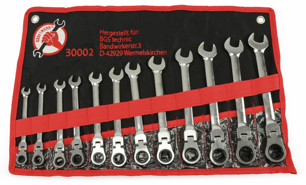 BGS TECHNIC Gabel-Ratschenring-Schlüsselsatz 30002, 12-teilig, 8-19 mm