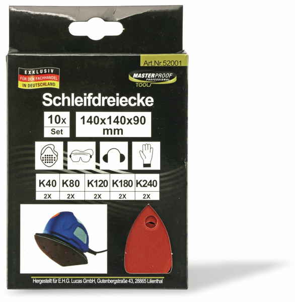 Schleifdreiecke-Set, 10 Stück, 140x140x90 mm - Produktbild 2