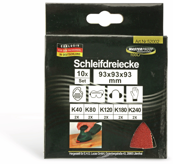 Schleifdreiecke-Set, 10 Stück, 93x93x93 mm - Produktbild 3