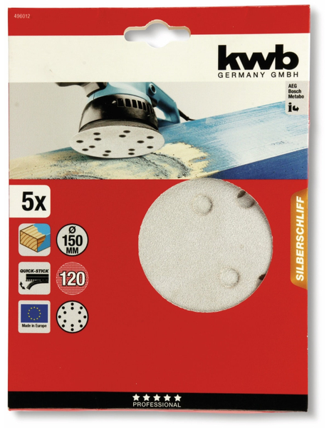 KWB Exenter-Schleifscheiben-Set, Ø150mm, Körnung 120, 5 Stück