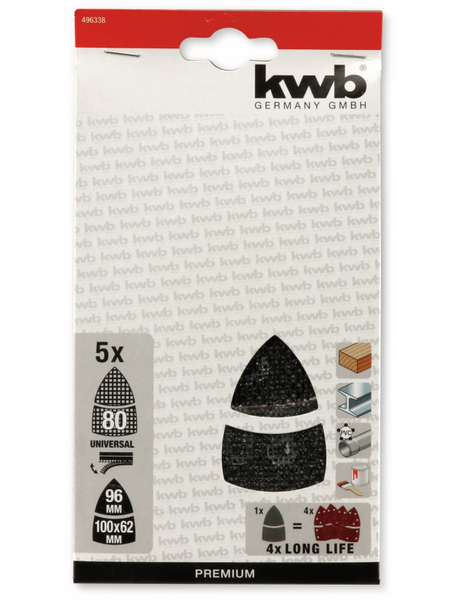 KWB Schleifdreieck-Set, K80, 150x105mm, 5Stück - Produktbild 3